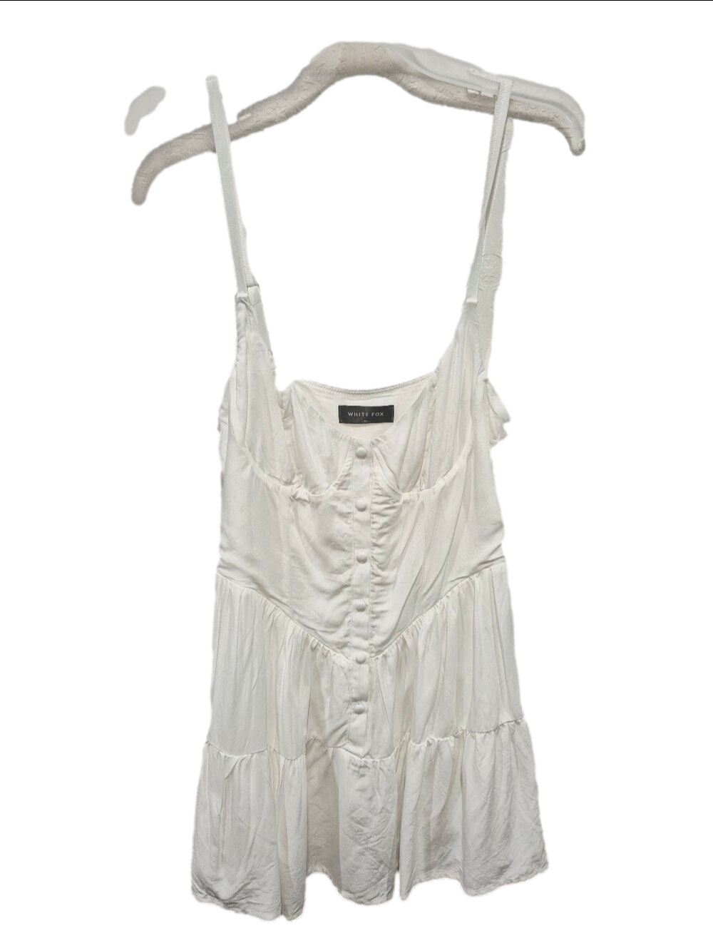 White Fox Boutique Had You Fooled Mini Dress White XL Tiered Corset